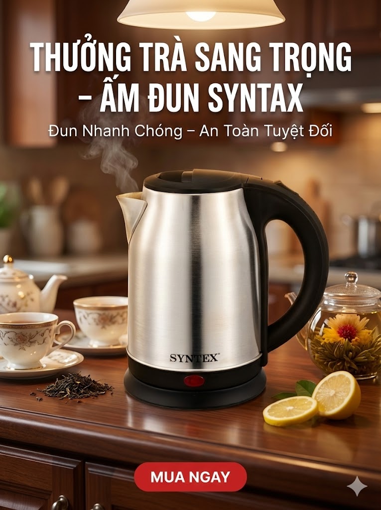 Ấm Siêu Tốc Cao Cấp Syntex SA-1818 - Đun nước nhanh, an toàn, bền đẹp